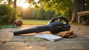 begin leaf blower operation